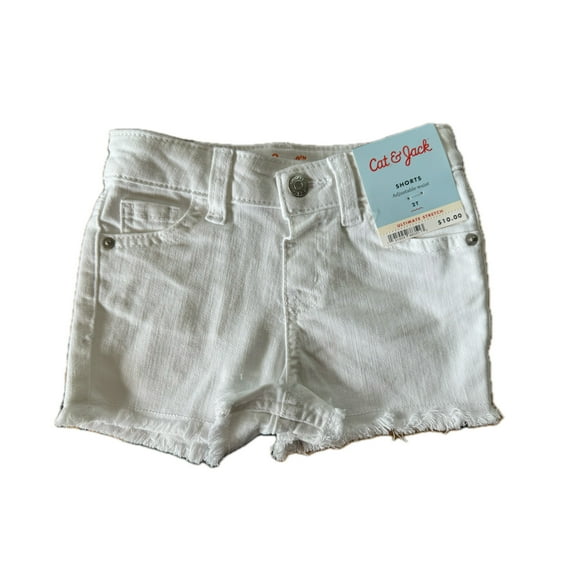 Youth, Cat  Jack White Denim Cutoff Jean Shorts, Size 2T