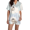 thumbnail image 2 of Blue Women Halloween Pajamas Silk Imitation Cute Plus Size Loungewear for Lady With Pockets Holiday Pjs S, 2 of 6