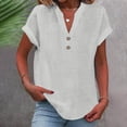 thumbnail image 2 of Tops for Women Cotton Linen Tshirt Cap Sleeve Summer Tops Loose Women Summer Top Elegant Linen Blouse V Neck Tees Tunic Shirts Pullover Plus Size Shirts Casual Boho Tops Ladies Holiday Clothes, 2 of 6