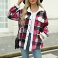 thumbnail image 4 of Leesechin Womens New and Trending Flannel Plaid Shirts Pockets Long Sleeve Tops Outwear Coat, 4 of 5