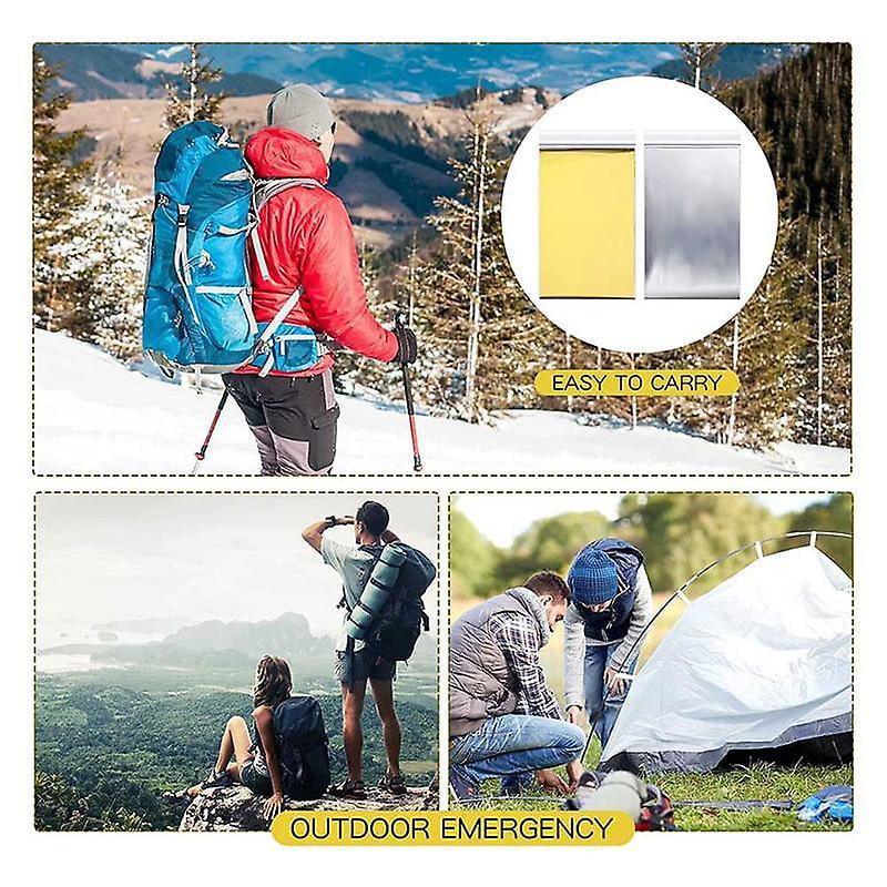 20pcs Camping Emergency Mylar Thermal Blankets Foil Blanket Space Blanket Sunscreen Blanket For Outdoors