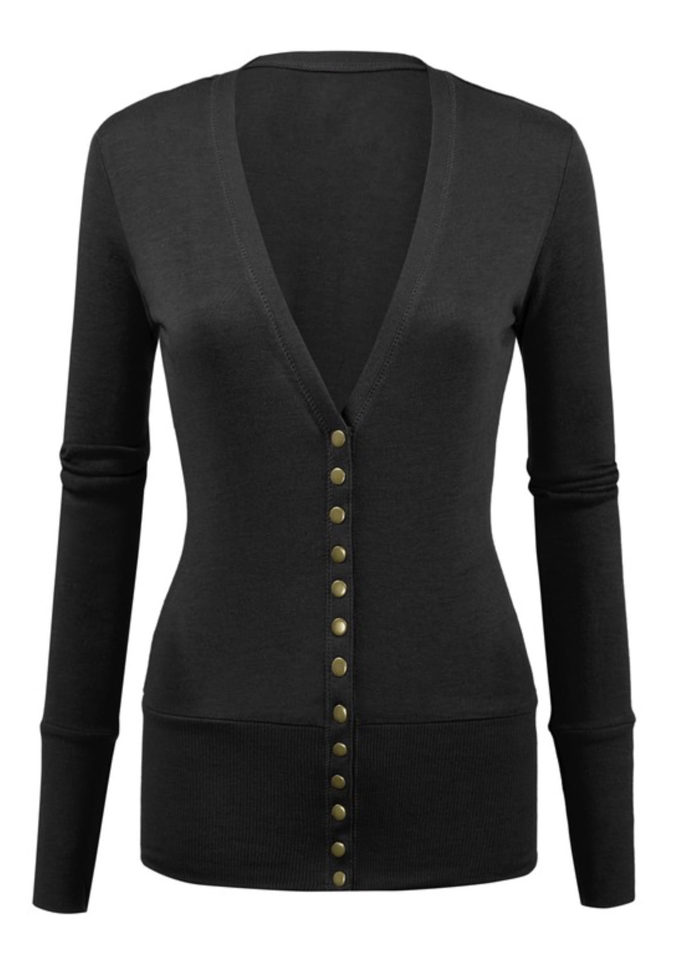 ClothingAve. Women's Long Sleeve Snap Button Cardigan Female Cardigan ...