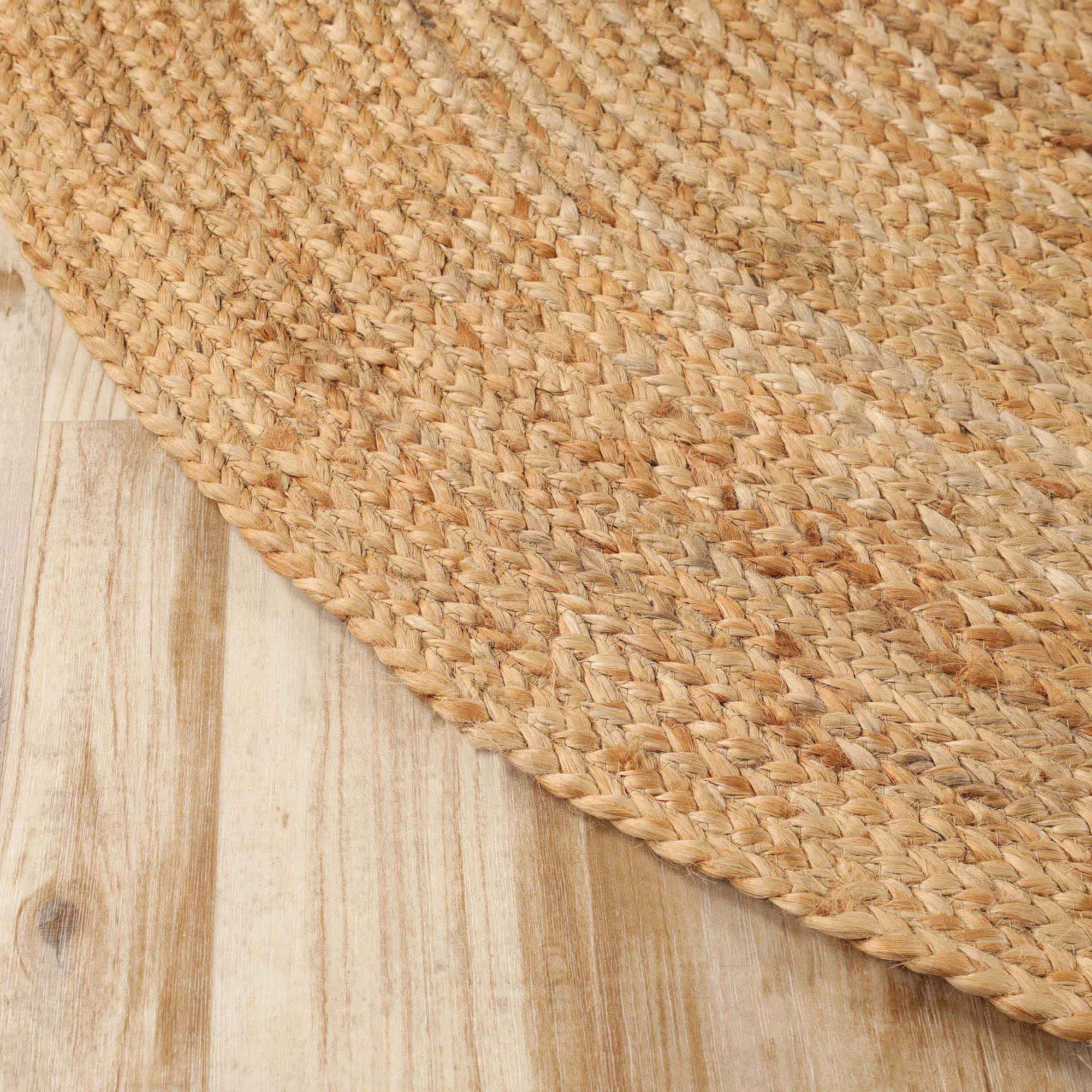 Superior Braided Jute Handwoven Area Rug, Reversible Indoor Outdoor Rugs, 8' x 10' Oval, Natural Tan