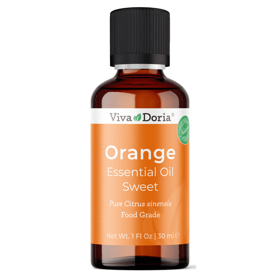 Viva Doria Orange Essential Oil, 30 ml (1 fl oz) – Food Grade, 100% Pure, Natural Oil for Aromatherapy