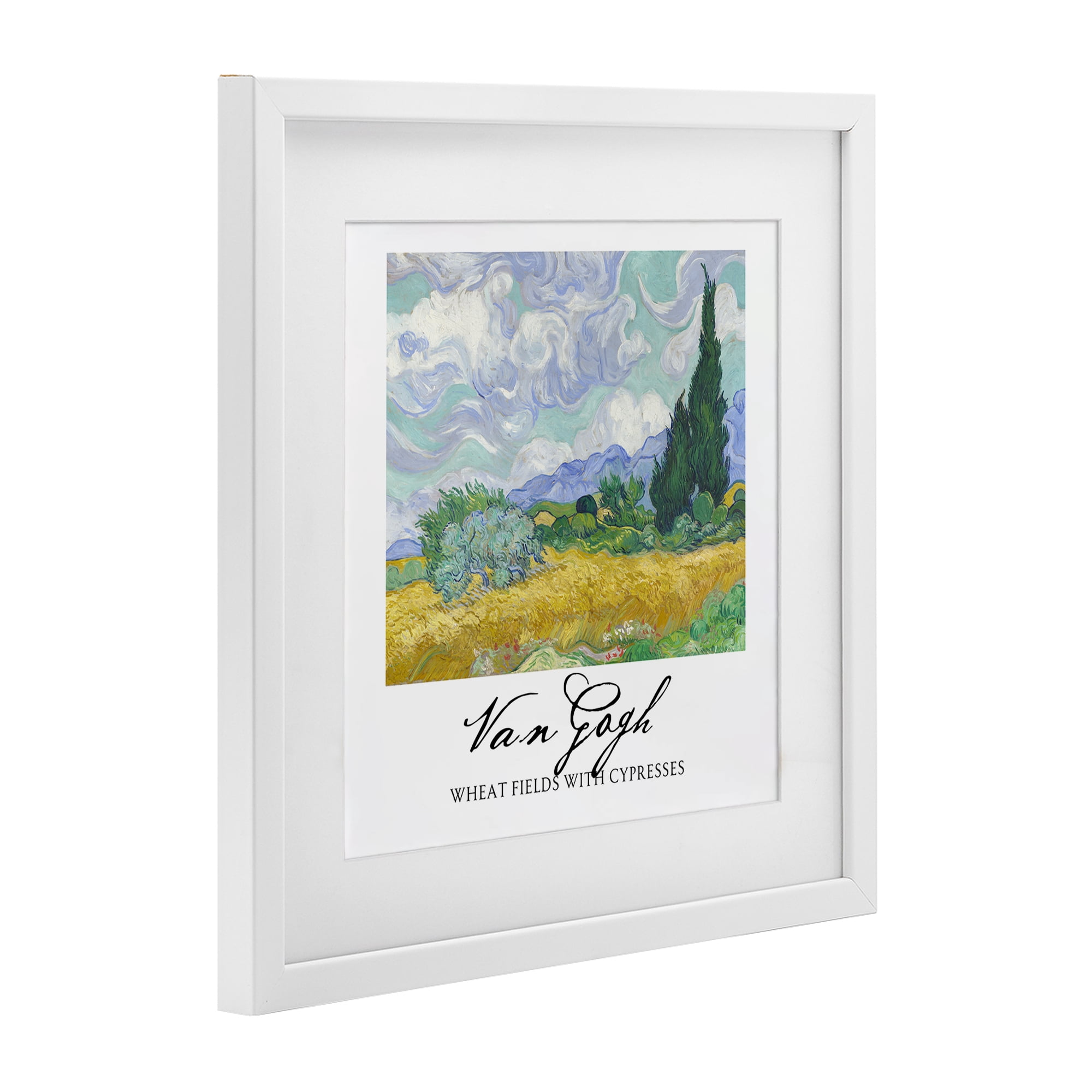 Stupell Industries Van Gogh Wheat Field with Cypresses White Framed Print Under Glass, design by Vintage Hustle