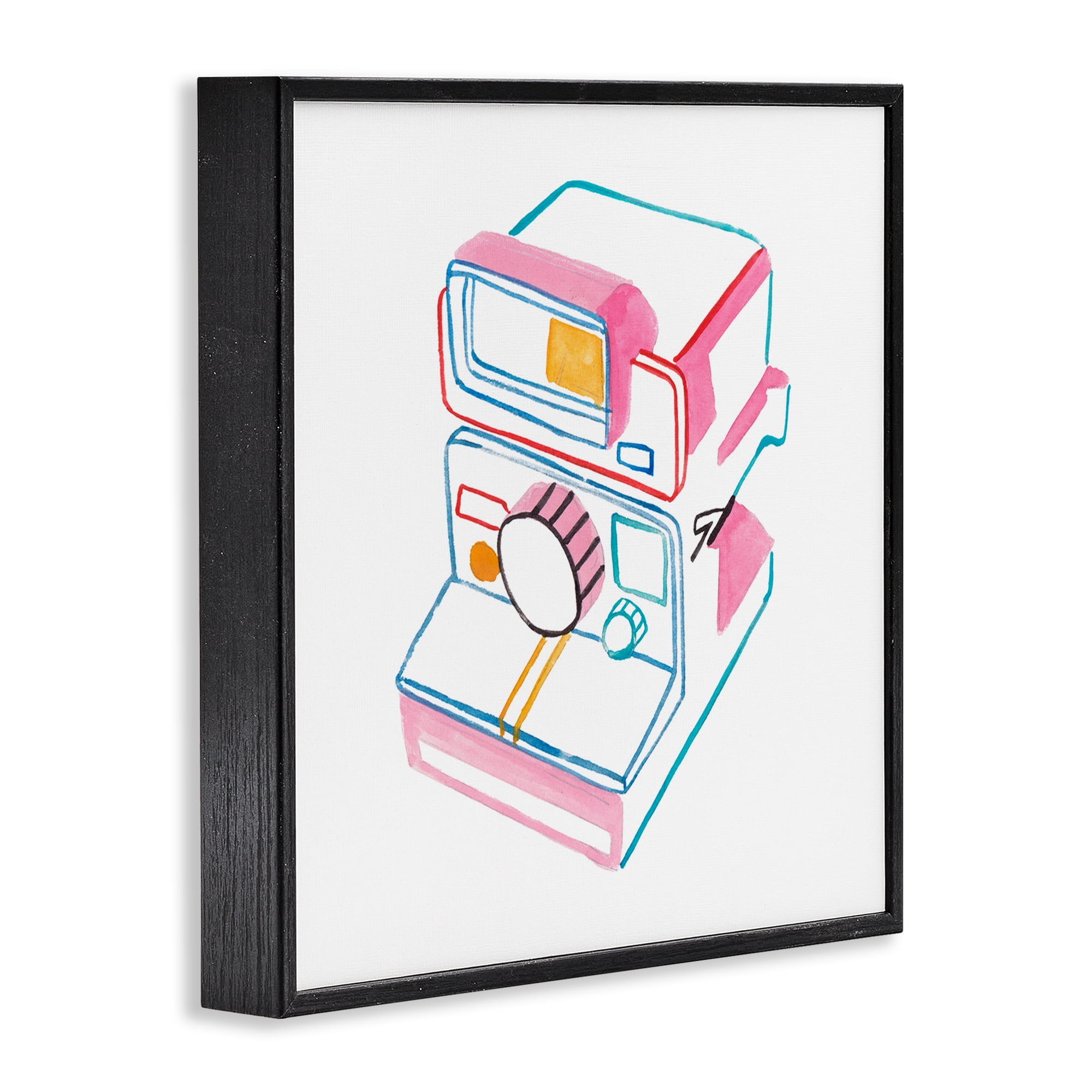 Stupell Industries Pastel Film Camera Novelty Painting Black Framed Art Print Wall Art, 24 x 24