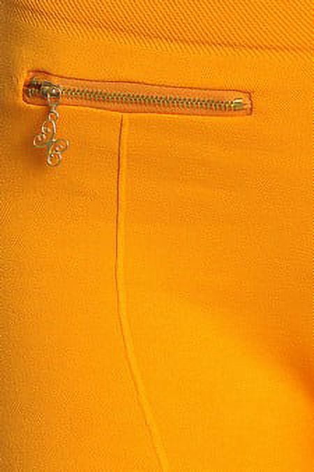 K-Cliffs Women's One size Fleece Leggings in Solid Color with 2 Gold zippers & seams on Front, Mustard, 95% Polyester 5% Spandex