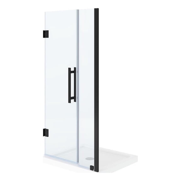 Panama 36 x 32 x 74-3/4 Alcove Shower Kit with Base and Door in Black