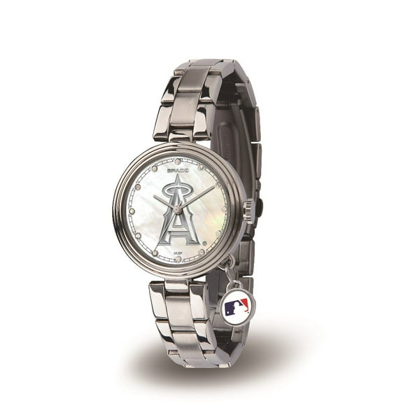 Los Angeles Baseball Angels Charm Watch with Mother of Pearl Dial & Stainless Steel Band