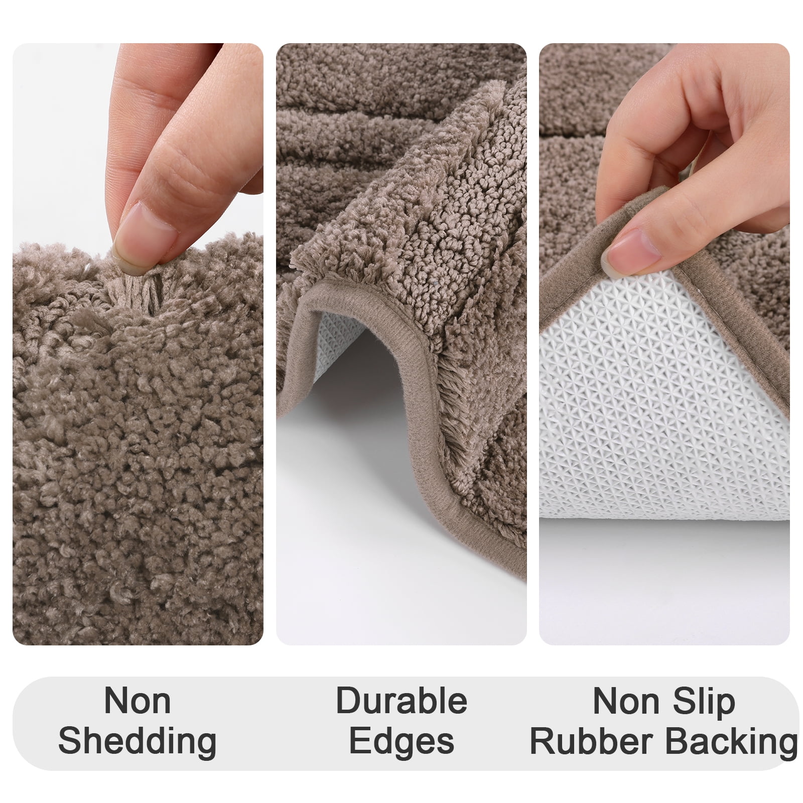 Ileading Bathroom Rugs Sets 4 Piece, Super Soft and Absorbent Non Slip Microfiber Toilet Bathroom Mats