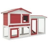 Outdoor Large Hutch Red and White 57.1"x17.7"x33.5" Wood