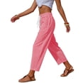 thumbnail image 2 of Vrorvz Women Striped Capris Straight Leg Loose Cropped Pants for Womens Casual Elastic Waist Summer Trousers, 2 of 5