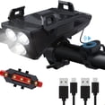 thumbnail image 1 of PENGX 4000mAh Super Bright USB Rechargeable Bike Light Set - Phone Holder & Tail Light - Perfect For Cycling!, 1 of 6