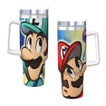 thumbnail image 3 of Lsque Mario Pattern 40 OZ Ice Bully Cup with Handle and Straw, Double Wall Stainless Steel Tumbler Travel Coffee Cup with Lid for Christmas Present, 3 of 8