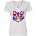 thumbnail image 3 of Inktastic Pop Art Cat Women's V-Neck T-Shirt, 3 of 5