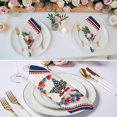 thumbnail image 3 of Patriotic American Flag Cloth Napkins, Blue Red Flowers Wreath Retro Beige Washable and Reusable Dinner Napkins Set of 6, Table Napkin for Kitchen Party Birthday Wedding Hotel Housewarming 20"x20", 3 of 9