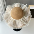 thumbnail image 3 of Mdesiwst Net Yarn Decor Round Dome Beach Hat Women Big Brim Sunscreen Floppy Straw Hat Fashion Accessories, 3 of 7