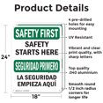thumbnail image 2 of (2 Pack) Safety Starts Here Bilingual OSHA Safety First Sign 18 Inch X 24 Inch Indoor / Outdoor Rust-Free Aluminum Metal Signs for Workplace, Workshop, and Construction Site, Made in, 2 of 8