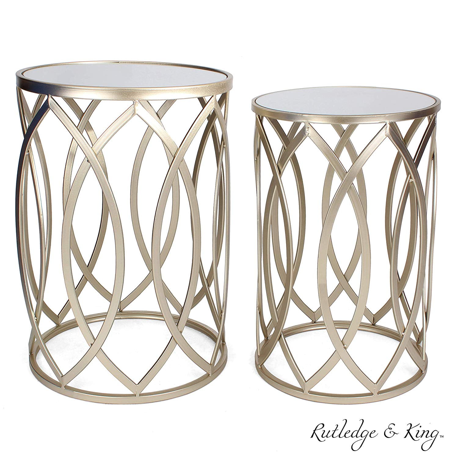 Rutledge & King Blufton Gold Mirrored End Table Set- Accent Table ...