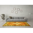 thumbnail image 3 of Ahgly Company Machine Washable Indoor Round Medallion Yellow Traditional Area Rugs, 4' Round, 3 of 4