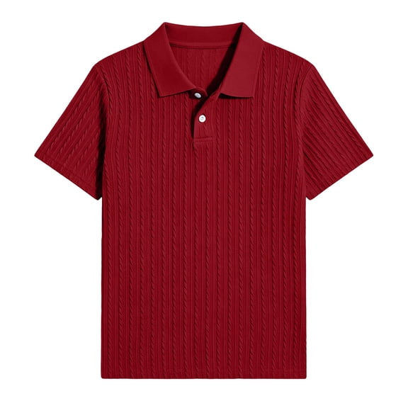 Ytxxxx Boys Knit Short Sleeve Shirt Comfortable Casual Crewneck Tee for Kids Youth Children Summer Top Brick Red 9-10 Years