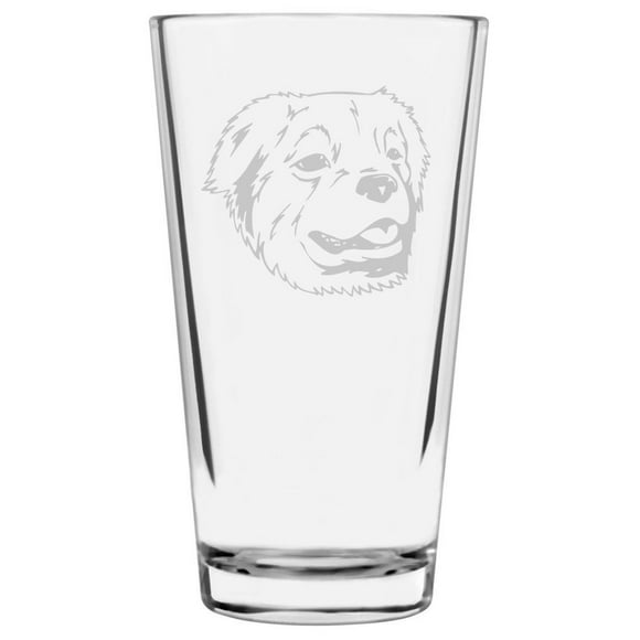Great Pyrenees (Pyrenean Mountain) Dog Themed Etched All Purpose 16oz Pint Glass