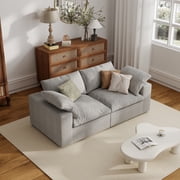 The Magic Home 79 Sofa Couch, Cloud Modular Sectional Sofa, Linen Loveseat Modern Comfy Cloud Sofa for Living Room, Apartment, Small Space, Washable Replaceable Covers, 2 Seater Grey Couch