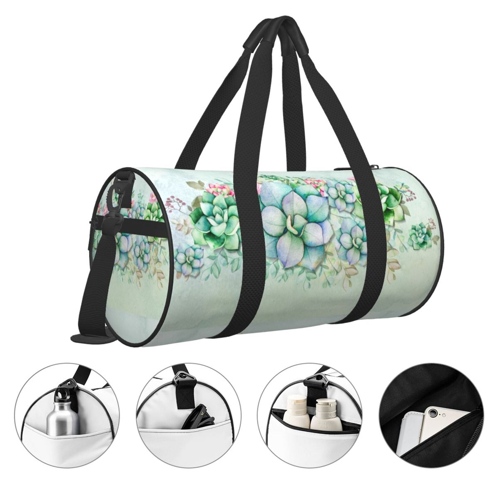 Vsdgher Succulent 45L Foldable Duffel Bag, Sports Gym Bag,Overnight Bag, Portable Weekender Bag for Airplanes