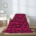 Throw Blanket for Couch Sofa and Bed, Black red pink bright zebra print
