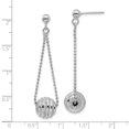 thumbnail image 3 of Finest Gold Sterling Silver Rhodium-Plated Lasered Bead Chain Dangle Post Earrings, 3 of 3