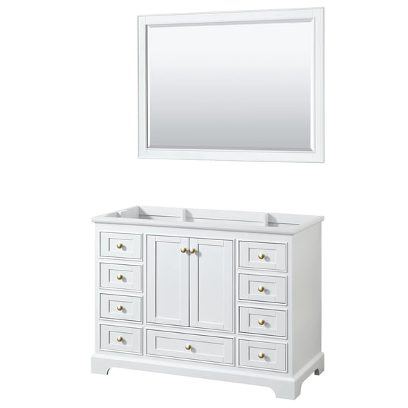 Wyndham Collection Deborah 48" Wood Single Bathroom Vanity in Gold Trim/White