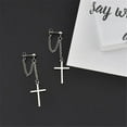 thumbnail image 5 of Female Personality Handsome Bungee No Pierced Cross Chain Earrings Ear Clip EARRINGS, 5 of 7
