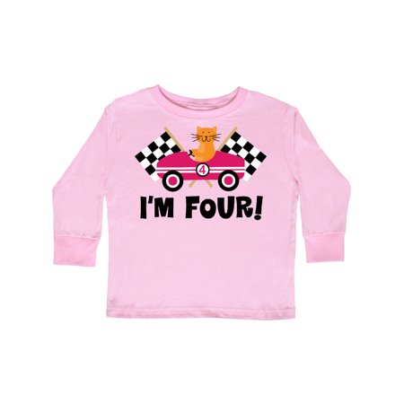 

Inktastic 4th Birthday Racing Rally Flags Gift Toddler Boy or Toddler Girl Long Sleeve T-Shirt