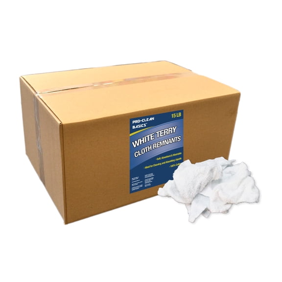 Pro-Clean Basics White Terry Cloth Remnants, 15lb. box
