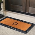 thumbnail image 2 of A1 Home Collections Rubber and Coir Paisley Border Heavy Duty Non-Slip Durable Double Door Monogrammed D Doormat 30"X60", Black, 2 of 5