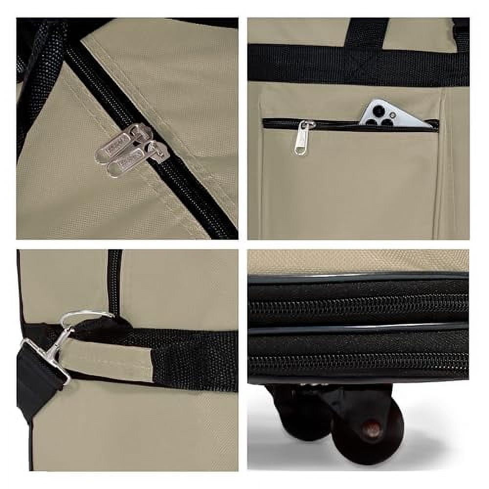 36"" Rolling Wheeled Expandable Duffel Bag Spinner Suitcase Luggage, Khaki