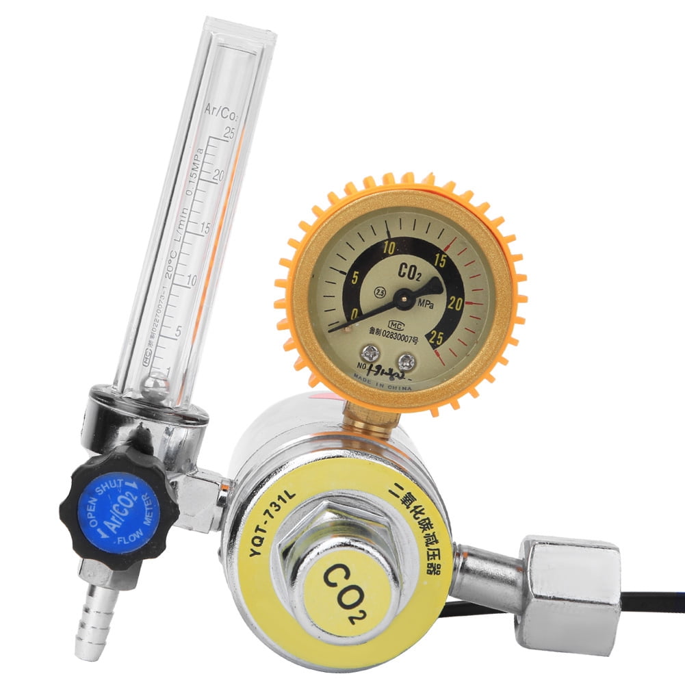 YAHHU Carbon Dioxide Decompressor Heating Reducer Zinc Alloy Female Thread G5/8in 36V (7.09 in / 18 cm)