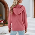 thumbnail image 5 of UJNDER Women's V Neck Knit Hoodie Long Sleeve Pullover Lined Casual Comfortable Everyday Red L, 5 of 6