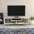 thumbnail image 2 of Asal 47" Modern Metal Wood TV Stand for 55 inch TV Marble White Gold, 2 of 5