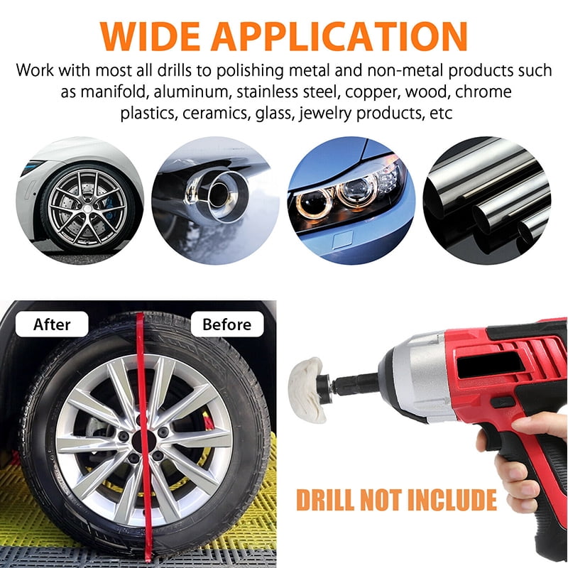 5x Buffing Pads Mop Wheel Drill For Polisher Aluminum Stainless Steel Set 
