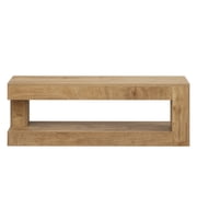 Fnova 47 Farmhouse Coffee Tabl, 2-Tier Rectangular Accent Center Tea Cocktail Table with Storage for Living Room