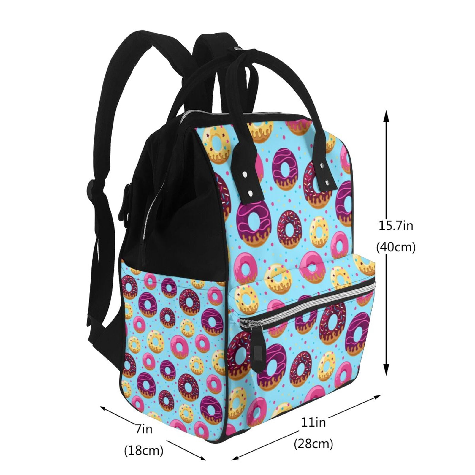 Ratiio Donuts Mummy Backpack - Waterproof Twill Canvas, Large Capacity Diaper Bag with Multiple Pockets and Adjustable Straps