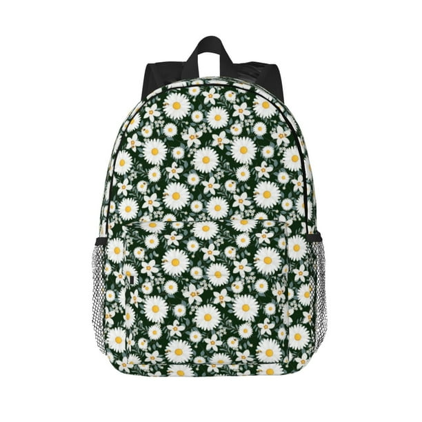 Easygdp White Daisies and Bee Mochila Ligera de 15 Pulgadas para Estudiantes, Mochila Cómoda para la Escuela y Viajes, Correas Ajustables