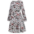 thumbnail image 2 of Robe Décontractée Imprimée de Noël pour Femmes, Col Rond, Manches Longues, 2 of 4
