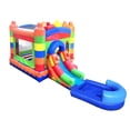 thumbnail image 2 of Pogo Bounce House Water Slide and Splash Pool with Blower, Building Block Kids Inflatable Jumper, 2 of 8
