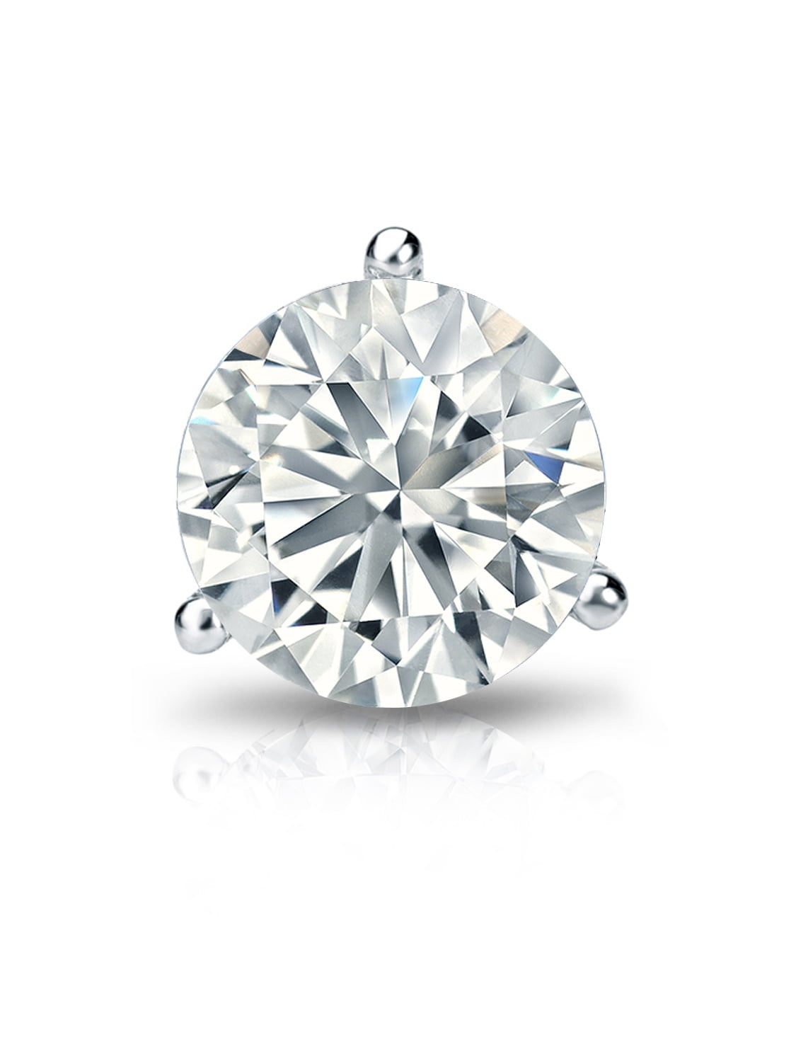 1/8-1ct,O.White,I1-I2 18k White Gold 3-Prong Martini Round Diamond Mens SINGLE STUD Earring Screw-Back 1/8-1ct,O.White,I1-I2 18k White Gold 3-Prong Martini Round Diamond Mens SINGLE STUD Earring Screw-Back