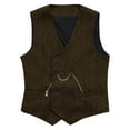 thumbnail image 3 of VBTAPA Men's Double-Breasted Suit Vest Business Casual Tops Herringbone Pattern Waistcoat for Wedding Tuxedos Coffee XXXL, 3 of 7