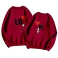 thumbnail image 4 of HNMKIU Womens 'VE' Printed Matching Couple Hoodless Crew Neck Sweatshirt Womens Sweatshirt and Mens Pullover for Women 05_Red，Women_L, 4 of 4