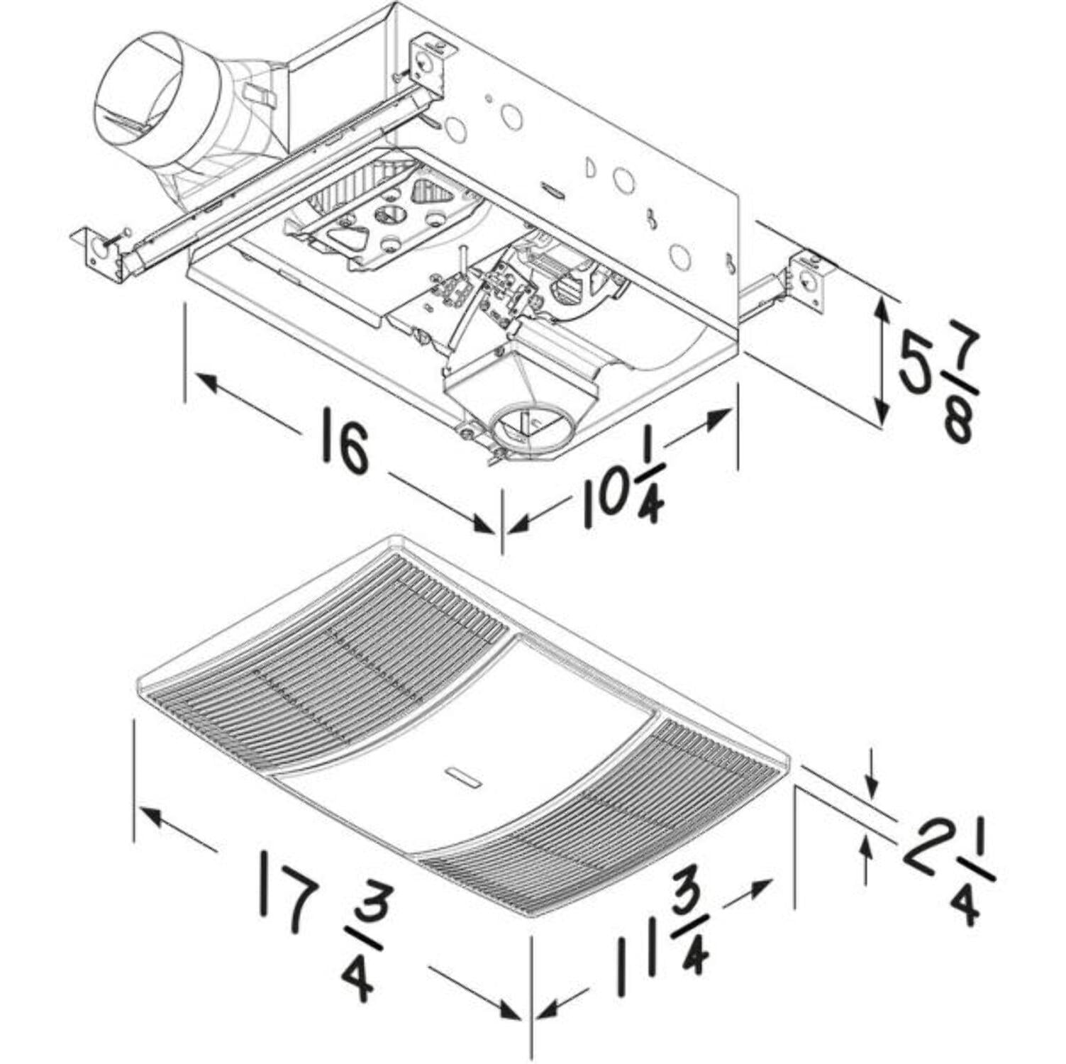 Broan-NuTone Non-Lit PowerHeat Bathroom Exhaust Fan and Heater, 110 CFM, 2.0 Sones, White