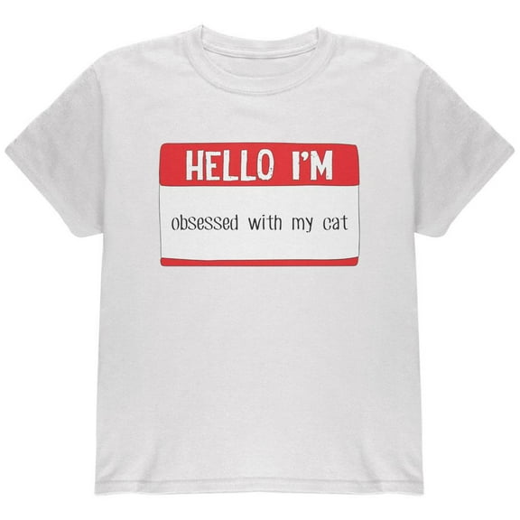 Halloween Hello I'm Obsessed With My Cat Youth T Shirt White YSM